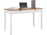 Schreibtisch HOME AFFAIRE "Gava", weiß (weiß, naturfarben, weiß, naturfarben), B:140cm H:80cm T:60cm, Tische, Schreibtisch, massives Kiefernholz, für das home office, Breite 100/120/140 cm