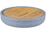 Seifenschale KLEINE WOLKE "Dash", blau (iceblau), B:11,9cm H:2,5cm T:11,9cm, Bambus, Polyresin, Seifenhalter, Seifenschale