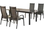Garten-Essgruppe MERXX "»Alassio«", grau (grau, grau, graphit), Auszugsplatte, ausziehbar, Aluminium, Kunststoff, Sitzmöbel-Sets, Garten-Essgruppe, Rückenlehne verstellbar durch Gasdruckfeder