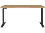Schreibtisch GERMANIA "GW-Agenda elektrisch höhenverstellbar (72-120 cm)", schwarz (grandson, eiche, nachbildung, schwarz, schwarz, grandson, eiche, nachbildung), B:160cm H:120cm T:80cm, Tische, Schreibtisch, mit Memory-Funktion & USB-Ladestation, verschiedenen Breiten