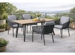 Garten-Essgruppe DESTINY "LUCCA SAN MARINO 4 Se + Tisch RE 180x90cm holzf./ taupe", grau (grau, anthrazit), B:55cm H:77cm T:62cm, Aluminium, Wicker/Kunststoffgeflecht, Sitzmöbel-Sets, Garten-Essgruppe, Aluminium, Rope, Polywood