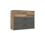 Mid.you , Eichefarben, Dunkelgrau , Metall, Kunststoff, Holzwerkstoff , 3 Schublade(n) Schubladen , 100x80x41.5 cm , stehend ,