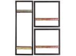 Mid.you , Mehrfarbig, Schwarz , Holz, Metall , Altholz,Altholz , massiv,massiv , 4 Fächer , 65x75x25 cm ,