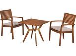 Balkonset MERXX "Batavia", braun (natur, natur, natur), B:59cm H:88cm T:58cm, FSC-zertifiziertes teilmassives Holz, Sitzmöbel-Sets, Balkonset, inkl. 2 Stapelsessel, 2 Sitzkissen, 1 Bistrotisch