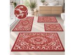 Badematte OTTO HOME "Oriental, Badvorleger, Badezimmer Teppich, Duschvorleger", rot, H:18mm, Polyester, Badematten, Badematte, Badteppich, Orient-Optik