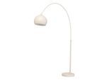 SALESFEVER Bogenlampe "Elegante Form mit stilvollem Metallschirm und hochwertigem Marmorfuß", weiß (beige), 1, Ø 30cm H: 208cm, 1 Stk., Leuchten, beige, Höhe 208 cm, mit Marmorfuß & Dimmer – zeitloses Design, Bogenlampe