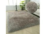Hochflor-Teppich OTTO HOME "Micro exclusiv Teppich, sehr hoher Flor, weich durch Mikrofaser", taupe, B:160cm H:78mm L:230cm, Kunstfaser, Teppiche, Hochflor-Teppich, sehr weich, flauschig, uni, Wohnzimmer, Schlafzimmer
