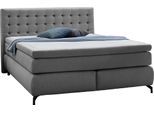 Boxspringbett JOCKENHÖFER GRUPPE "JESSICA inkl. 7-Zonen-TTFK-Matratze H3/H4", grau (grau 474, 19), B:192cm L:214cm, Bezug Bett: 100% Polyester;Topper und Matratzenspiegel: 100% Polyester, Komplettbetten, Boxspringbett, 9 cm Kaltschaum-Topper, Gewebe- oder Velours-Bezug, 180 cm x 200 cm