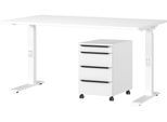 Büromöbel-Set GERMANIA "Mailand", weiß, B:140cm, Holzwerkstoff, Metall, Arbeitsmöbel-Sets, Büromöbel-Set, inkl. Schreibtisch und Rollcontainer