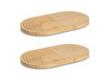 Topfuntersetzer ZELLER PRESENT "Topfuntersetzer, 2er Set, Bambus", braun, B:35cm H:1,5cm T:20cm, Massivholz, Untersetzer, Topfuntersetzer, ca. 35x20x1,5 cm