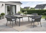 Garten-Essgruppe DESTINY "MOLINO SAN MARINO 4 Se + Tisch RE 180x90cm anthrazit", grau (anthrazit, anthrazit), B:61cm H:81cm T:62cm, Aluminium, Wicker/Kunststoffgeflecht, Sitzmöbel-Sets, Garten-Essgruppe, Aluminium, Rope, Polywood