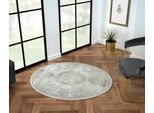 Teppich "My Kazak", beige (creme, hellgrau, weiß), H:10mm Ø:120cm, Polyester, MYFLAIR MÖBEL & ACCESSOIRES, Teppiche, Teppich, Kurzflor, modernes Design, besonders weich, auch in rund erhältlich