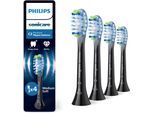 Aufsteckbürsten PHILIPS SONICARE "C3 Premium Plaque Defence", schwarz, Zahnbürstenköpfe, 4 Stk., Aufsteckbürsten, für extra gründliche Plaque-Entfernung, für jedes Sonicare Handstück