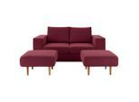 Looks by W.Joop , Rot, Beere , Textil , Eiche , massiv , 192x96x107 cm , Made in EU , Rücken echt ,
