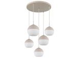 Globo , Opal, Weiß, Sandfarben, Beige , Metall, Glas, Textil , 120 cm , CE , beliebig kürzbar ,