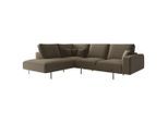 Livetastic , Braun , Textil , Füllung: Daunen, Silikon , Ottomane links, L-Form , 280x223 cm , Made in EU , Rücken echt ,