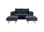 Looks by W.Joop , Dunkelblau , Textil , Eiche , massiv , 212x96x107 cm , Made in EU , Rücken echt ,