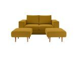 Looks by W.Joop , Gelb , Textil , Eiche , massiv , 212x96x107 cm , Made in EU , Rücken echt ,