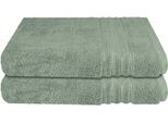 Duschtücher SCHIESSER "Milano aus 100% Baumwolle mit eleganter Bordüre in Hoch-Tief-Optik", grün (hellgrün), B:70cm L:140cm, Frottier, Frottier, Handtücher, Duschtücher, OEKO-TEX MADE IN GREEN