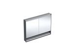 Geberit One Unterputz Spiegelschrank 505825007 120 x 90 x 15 cm, schwarz matt/Aluminium pulverbeschichtet, mit Nische und ComfortLight, 2 Türen