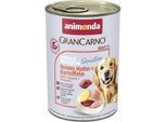 animonda GranCarno Sensitiv Nassfutter Hund Adult, Huhn und Kartoffel 24x400 g