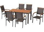 Garten-Essgruppe MERXX "Siena", braun (grau, grau, graphit), B:59cm H:101cm T:63cm, Aluminium, FSC-zertifiziertes teilmassives Holz, Polyester, Sitzmöbel-Sets, Garten-Essgruppe, inkl. 6 stapelsessel, 1 Tisch
