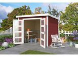 Gartenhaus LASITA MAJA "Zambezi 5", rot (schwedenrot), ohne Fußboden, ohne Dacheindeckung, Massivholz, Gartenhäuser, Gartenhaus, Blockbohlenhaus 28mm