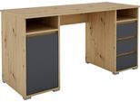Schreibtisch OTTO HOME "Leeds", braun (artisan eiche, anthrazit, artisan eiche, artisan eiche), B:138cm H:75cm T:55cm, Tische, Schreibtisch, Breite 138 cm, Computertisch mit Schubladen, im modernen Design