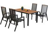 Garten-Essgruppe MERXX "»Tilos«", grau (graphit, graphit, graphit), Auszugsplatte, ausziehbar, Akazienholz FSC 100%, Sitzmöbel-Sets, Garten-Essgruppe, Rückenlehne verstellbar durch Gasdruckfeder