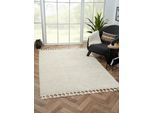 Hochflor-Teppich "Moroccan Pureness", weiß, B:160cm H:24mm L:230cm, Polyester, Polypropylen (PP), MYFLAIR MÖBEL & ACCESSOIRES, Teppiche, Hochflor-Teppich, moderner Teppich, Uni Farben, flauschig weich, auch in rund