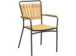 Stapelstuhl GARDEN PLEASURE "COVINA", braun (braun, schwarz, brau), B:60cm H:86cm T:63cm, Massivholz, Stahl, Stühle, Stapelstuhl, bereits vormontiert