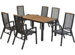Garten-Essgruppe MERXX "»Tilos«", grau (graphit, graphit, graphit), Akazienholz FSC 100%, Sitzmöbel-Sets, Garten-Essgruppe, Rückenlehne verstellbar durch Gasdruckfeder