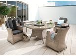 Garten-Essgruppe DESTINY "LUNA", beige (natur meliert, natur meliert), B:60 H:87 T:71, Aluminium, Glas, Wicker/Kunststoffgeflecht, Sitzmöbel-Sets, Garten-Essgruppe, Aluminium, Polyrattan