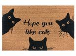 Fußmatte HANSE HOME "Mix Mats Kokos Cat Fan, Türmatte", braun, B:75cm H:15mm L:45cm, Kokos, Teppiche, Fußmatte, Kokos, Schmutzfangmatte, Outdoor, Rutschfest, Innen, Kokosmatte, Flur