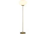 TRIO LEUCHTEN Stehlampe "FOMENTO, Stehleuchte mit Glasschirm Ø 40cm, exkl 1x E27 max 40W", gold (messing matt), 1, Ø 40cm H: 150cm, 1 Stk., Leuchten, Stehleuchte Metall mit Glas Lampenschirm, Glas opalweiß Höhe 150cm, Stehlampe