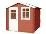 Gartenhaus LASITA MAJA "Wels 2", rot (schwedenrot), Fußboden im Gartenhaus, ohne Dacheindeckung, Massivholz, Gartenhäuser, Gartenhaus, Blockbohlenhaus 28mm, Fundamentmass 2300x2300, Schwedenrot
