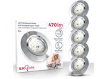 B.K.LICHT LED Einbauleuchte "5er Set Einbaustrahler, Dimmbare Deckenstrahler, flache Spots", silber (silberfarben), 5, Ø 8,2cm H: 3cm, Leuchten, 3.000K, 470Lm, 5,5W, Kunststoff, 8,2 x 2,8 cm, Nickel, LED Einbauleuchte
