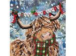 Perlen-Stickbild "Highland Kuh Weihnachten", 15 x 15 cm