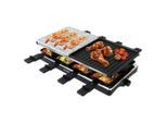 Gourmetmaxx , Grau, Schwarz, Silberfarben , Metall, Kunststoff, Stein , 23x13x42 cm , Temperaturregler, Kontrollleuchte, antihaftbeschichtete Raclette-Pfännchen, abnehmbare Steinplatte, Wendegrillplatte, rutschfeste Füße ,