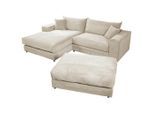 Livetastic , Creme , Textil , Füllung: Polyurethan (PUR),Polyurethan (Pur) , Ottomane links, L-Form , 265x180 cm , Made in EU ,