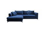 P & B , Royalblau , Textil , Füllung: Schaumstoff,Schaumstoff,Schaumstoff , Ottomane links, L-Form , 277x187 cm , Made in EU , Stoffauswahl, Rücken echt ,
