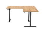 Livetastic , Schwarz, Plankeneiche , Metall, Kunststoff, Holzwerkstoff , rechteckig , 140x72-117x160 cm , höhenverstellbar, Memoryschalter, Getränkehalter, Headsethalter ,