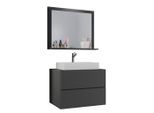 Mid.you , Anthrazit , Glas, Keramik, Holzwerkstoff , 2 Schublade(n),2 Schublade(n) Schubladen , 80 cm , hängend ,