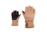 Skihandschuhe ZIENER "LAILLA-Z AQUASHIELD MÄDCHEN", Damen, Gr. 3, braun (braunie), Kunstfaser, Handschuhe Skihandschuhe, wasserdicht, winddicht, atmungsaktiv, warm, bestickt