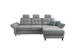 Livetastic , Silberfarben , Holz, Textil , Buche, Fichte, Kiefer,Buche , Füllung: Schaumstoff,Schaumstoff , Ottomane rechts, L-Form , 176x250-280 cm , Liegefunktion, seitenverkehrt erhältlich, Schlafen auf Sitzhöhe, Rücken echt, Armteil links, Armteil rechts ,