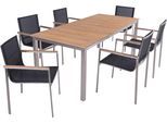 Garten-Essgruppe GARDEN PLEASURE "DALLAS/DENVER Set 04", schwarz (silber, braun, schwarz), Sitzmöbel-Sets, Garten-Essgruppe