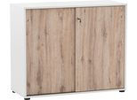 Aktenschrank SCHILDMEYER "Serie 400, Schiebetürenschrank, Made in Germany, B: 100,1 cm", braun (weiß, wildeichefarben), B:100,1cm H:83,6cm T:41cm, FSC-zertifizierter Holzwerkstoff, Schränke, Aktenschrank, Solide Verarbeitung - Dieses Produkt ist in Deutschland gefertigt
