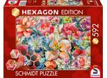 Puzzle SCHMIDT SPIELE "Hexagon Edition, Große Blüten", bunt, Puzzles, KinderB:69cm H:49cm, Puzzle, Made in Germany, B:69cm H:49cm