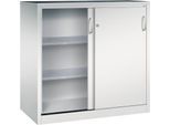 C + P Schiebetüren-Werkzeugschrank Acurado, B 1200 x T 600 x H 1200 mm, je Fachboden 70 kg, Stahl, lichtgrau