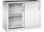 C + P Schiebetüren-Werkzeugschrank Acurado, B 1200 x T 500 x H 1000 mm, je Fachboden 70 kg, Stahl, lichtgrau